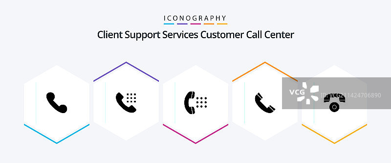 包含电话的拨打25字形图标包图片素材