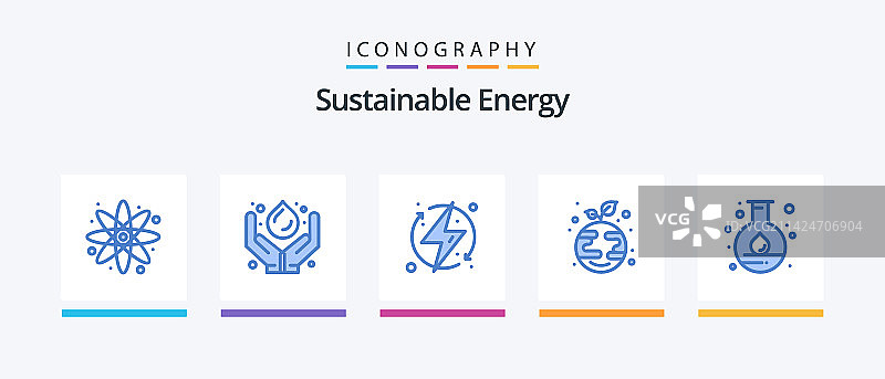 可持续能源蓝色5图标包图片素材