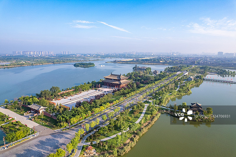 河南商丘古城高视角航拍风光图片素材