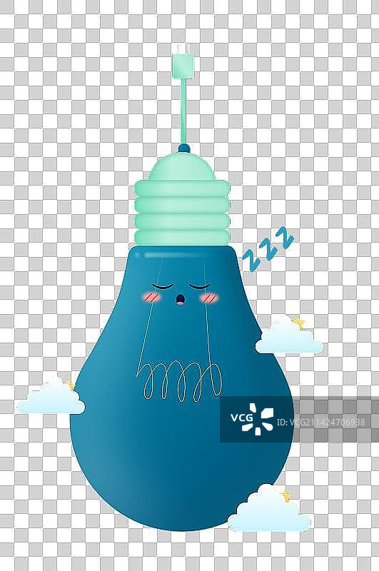 创意插画风格地球一小时不插电关灯睡着的灯泡元素图片素材