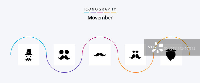 包括“Movember”的“Movember”字形5图标包图片素材