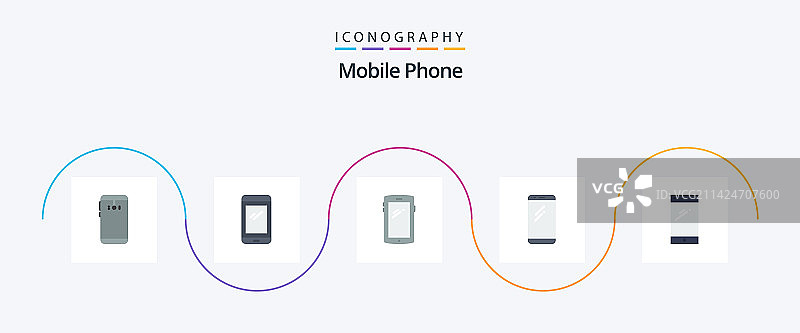 包含安卓系统的手机扁平风格图标图片素材