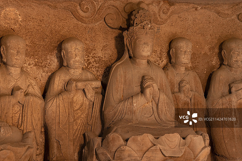 大足石篆山石刻 毗卢释迦弥勒龛图片素材
