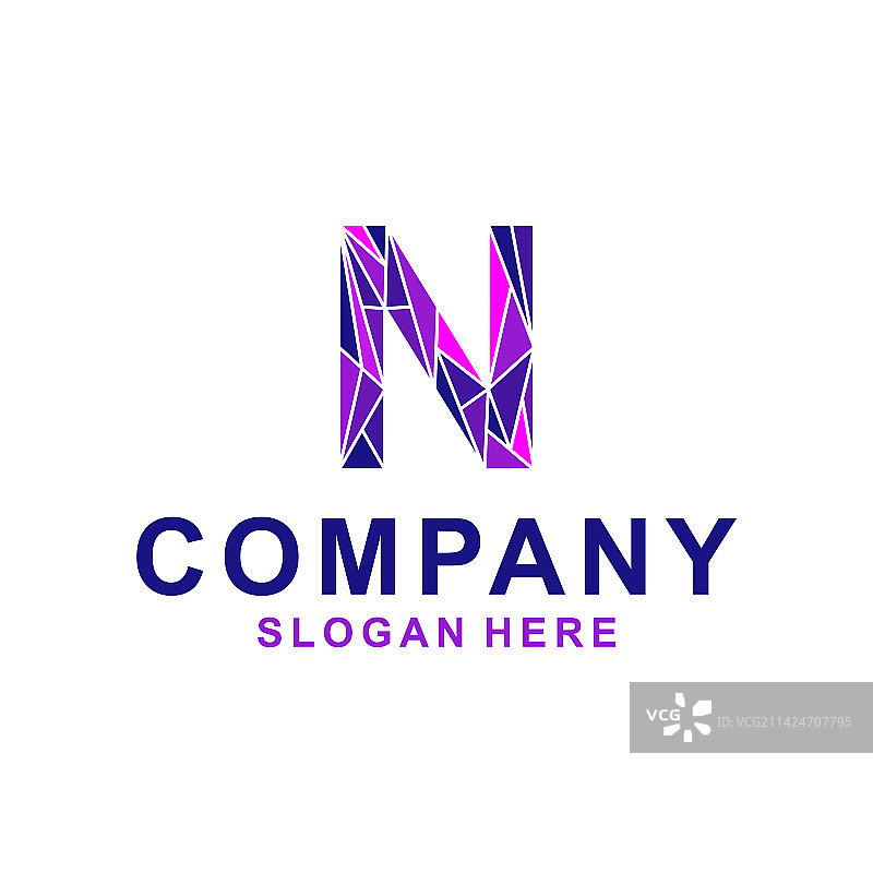 紫色字母N多边形几何Logo设计图片素材