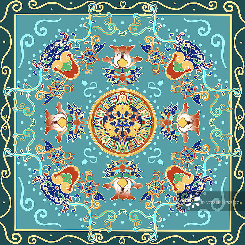 中国传统纹样景泰蓝纹样螭耳熏炉图片素材