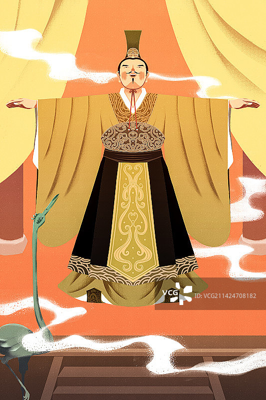 古代成语故事系列二齐威王一鸣惊人儿童插画配图图片素材