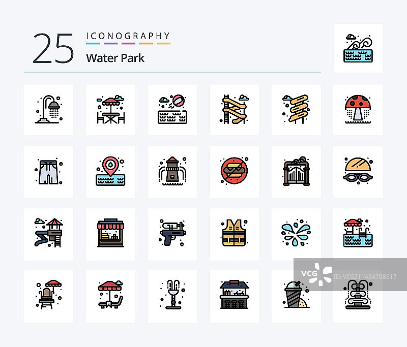 水上乐园25线条填充图标包图片素材