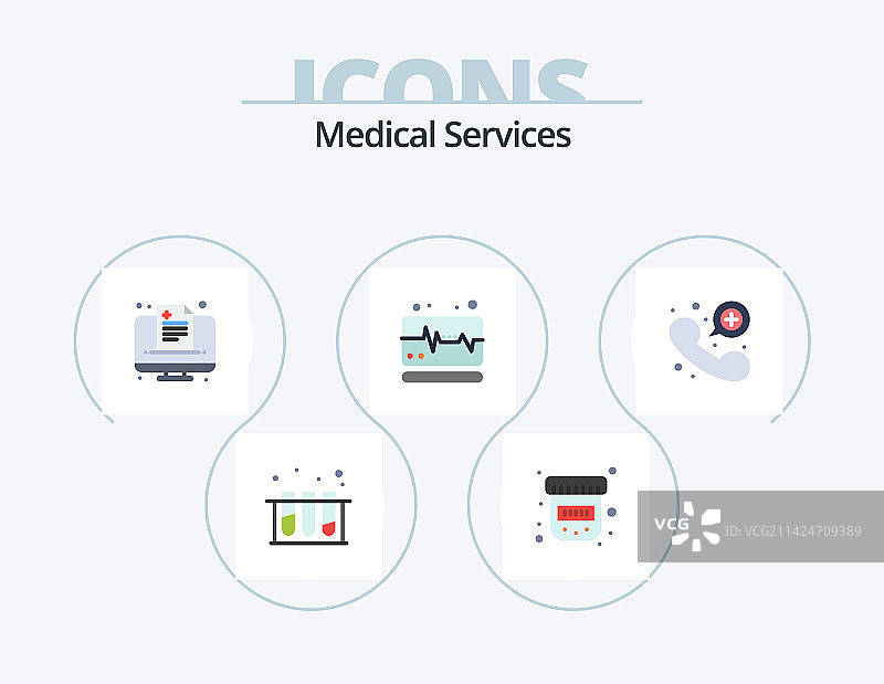 医疗服务扁平图标包（5个图标设计）图片素材