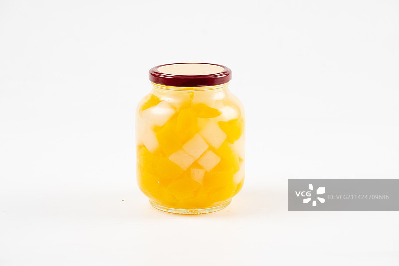 椰肉黄桃罐头图片素材