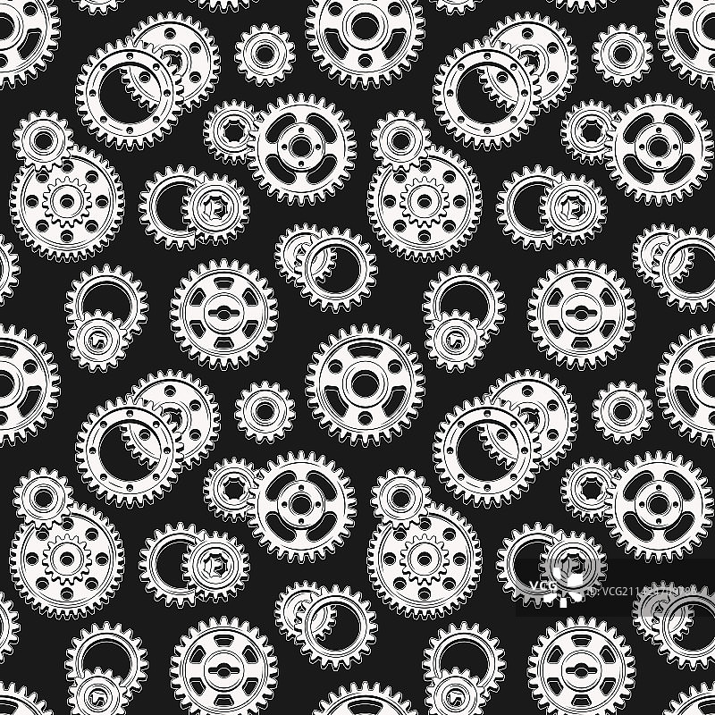 齿轮单色无缝图案图片素材