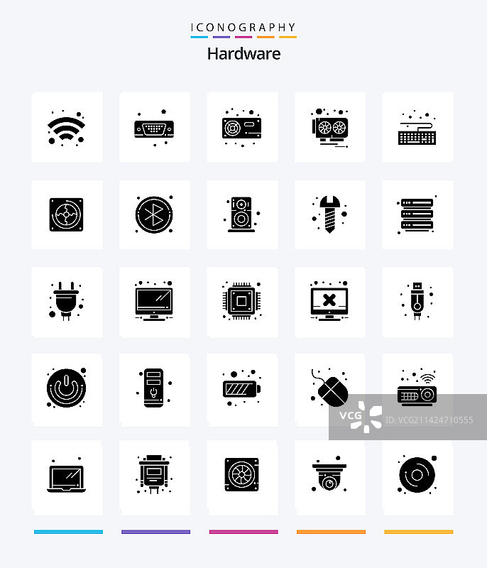 创意硬件25字形纯黑色图标包图片素材