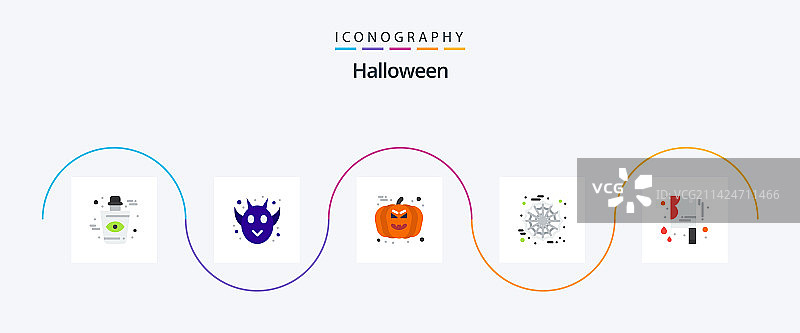 万圣节扁平五图标包图片素材