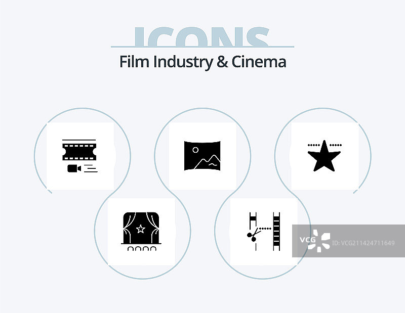 电影院字形图标包，好莱坞风格设计图片素材