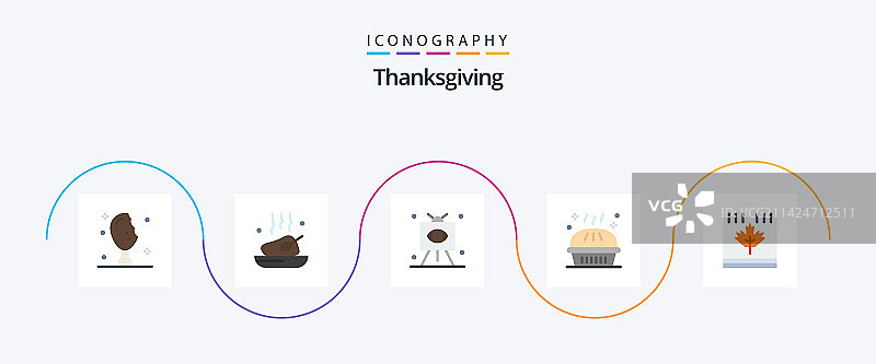感恩节馅饼扁平风格图标套装图片素材