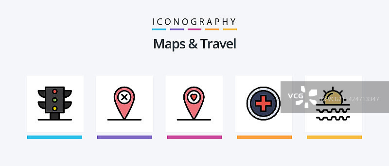 地图与旅行线性填充5图标包图片素材