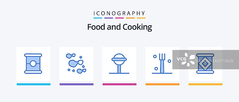 蓝色食物图标包，含棒棒糖和牛奶图片素材
