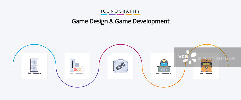 游戏设计与游戏开发扁平风格5图标包图片素材