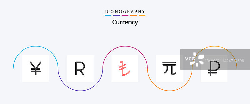 包含货币卢布的货币扁平5图标包图片素材