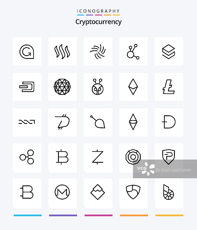 创意加密货币25个轮廓图标包图片素材