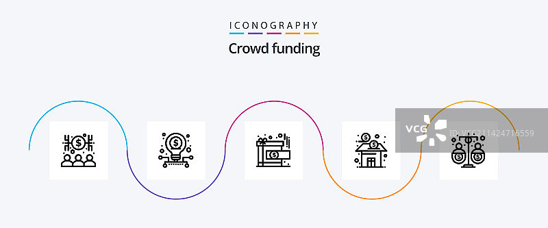 众筹预算线性图标合集图片素材