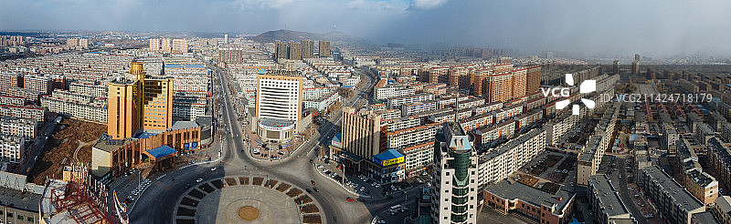 大石桥市 地标 航拍 丽华国际酒店 国际中心 鹏源大厦图片素材