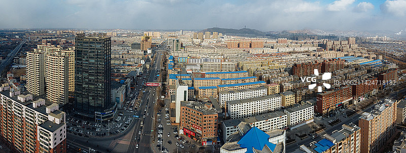 大石桥市 地标 航拍 丽华国际酒店 国际中心 鹏源大厦图片素材