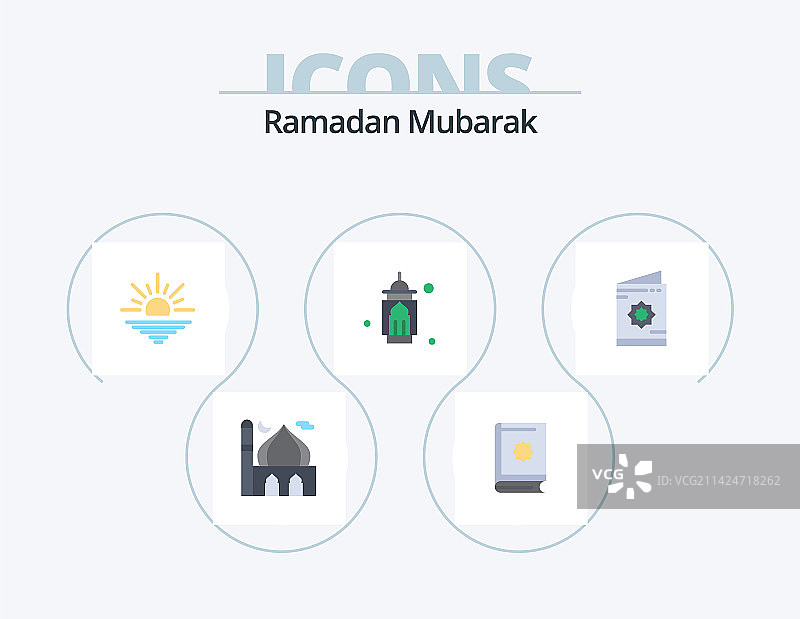 斋月扁平风格5图标设计，穆斯林图片素材