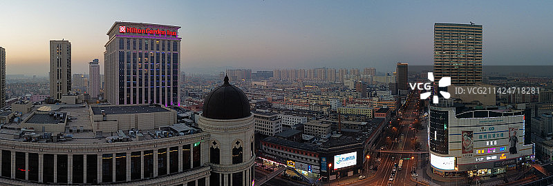 锦州 百货 夜景 航拍 古塔区 地标图片素材