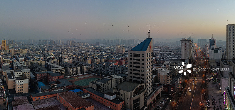 锦州 百货 夜景 航拍 古塔区 地标图片素材