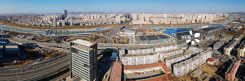 锦州 太和区 夜景 航拍 光彩立交桥 地标图片素材