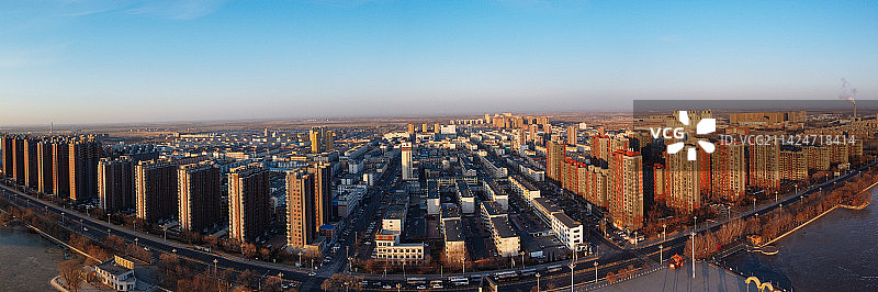 盘锦 大洼区 地标 航拍 东湖公园 向海大道图片素材