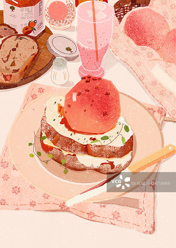 丝网印刷质感密逃酸奶三明治图片素材