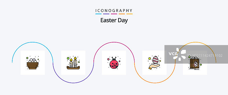 复活节线条填充扁平5图标包图片素材