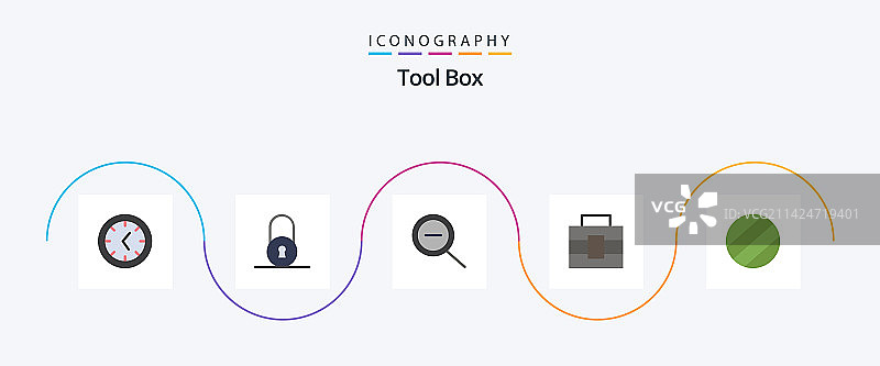 扁平风格工具图标套装，含工具箱图片素材