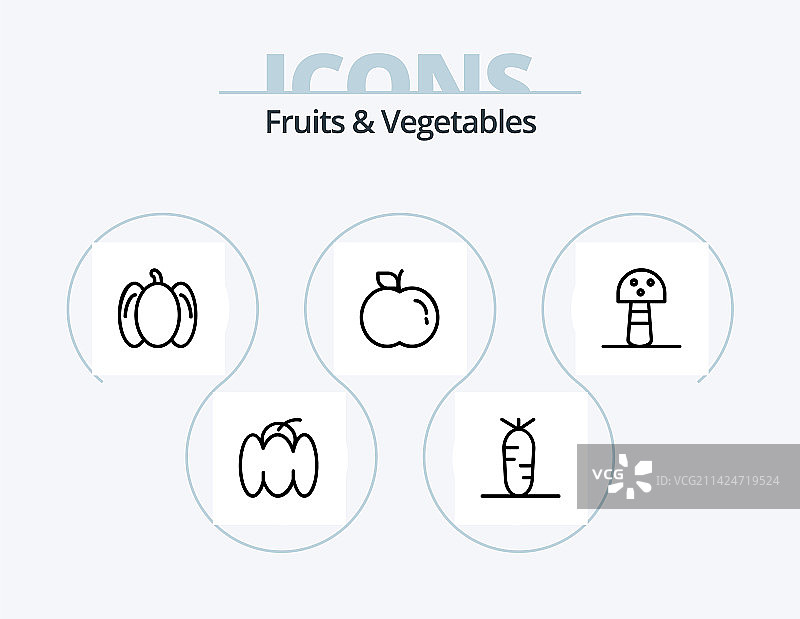 水果蔬菜线性图标包5图片素材