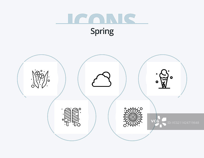 春季线性图标包5之树叶雨设计图片素材