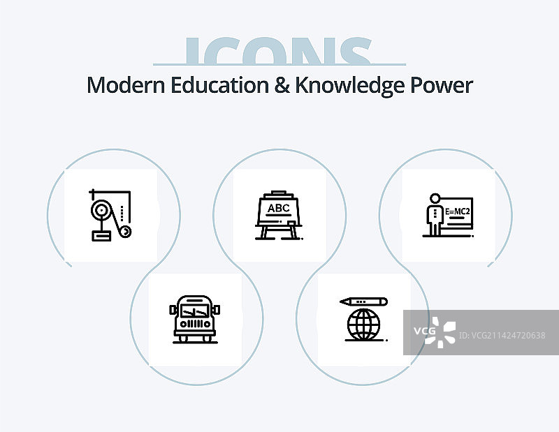 现代教育和知识力量线性图标图片素材