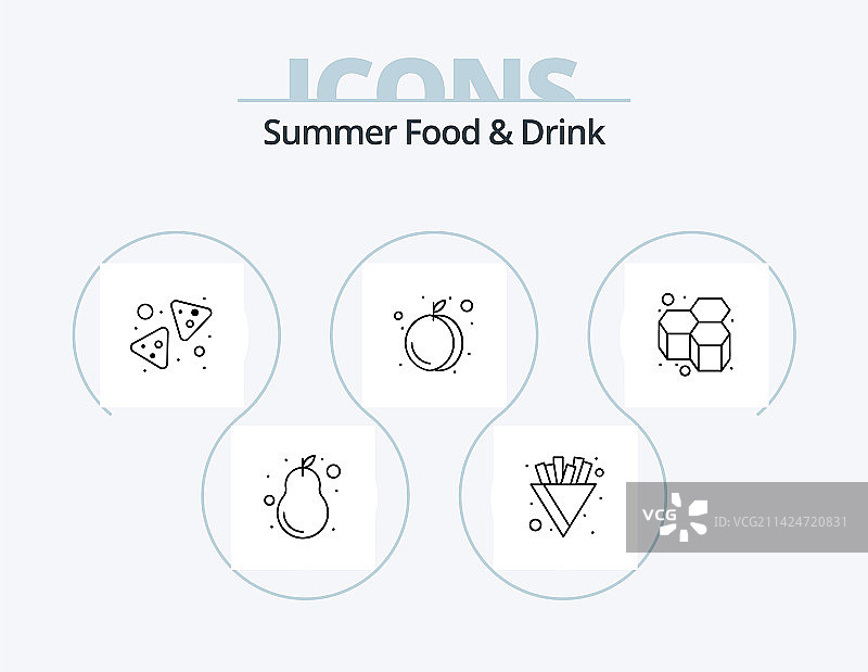 夏季食品和饮料线性图标包图片素材