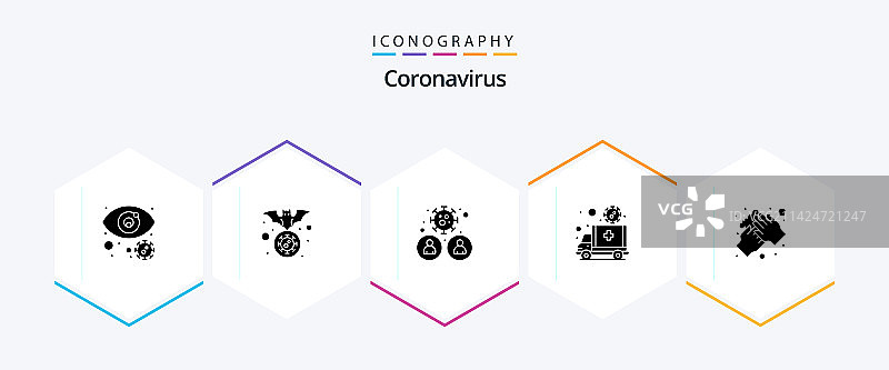 包含的25个字形新冠病毒图标合集图片素材