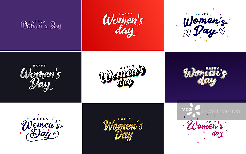 一套带有国际妇女节标志的卡片图片素材