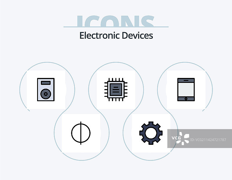 设备线性填充图标包5个图标设计图片素材