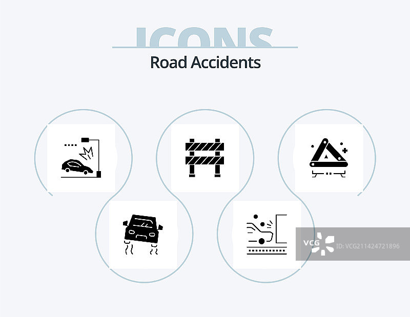 交通事故字形图标包5个图标设计图片素材