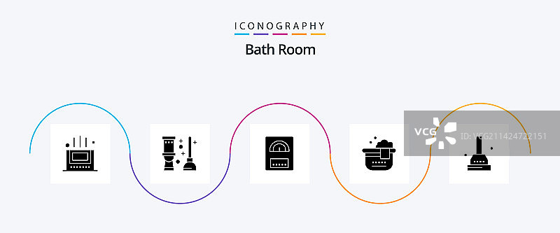 浴室Glyph风格5图标包，包含浴室图片素材