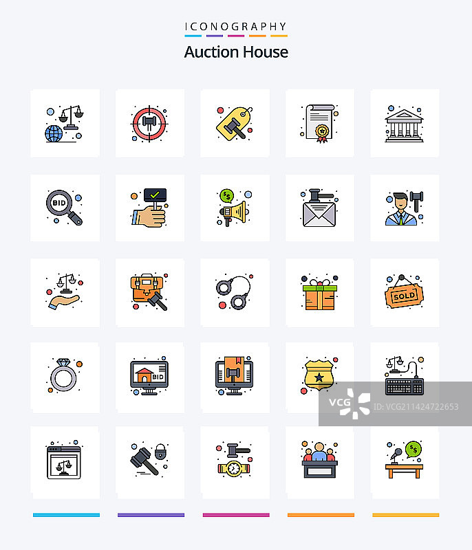 创意拍卖25线条填充图标包图片素材