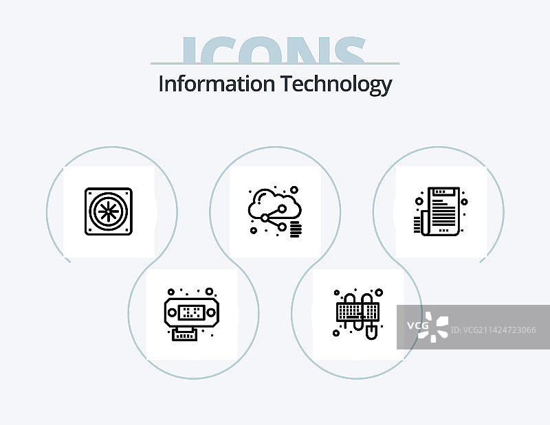 信息技术线性图标包5个图标图片素材