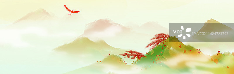 黄山云海红松红色背景下的花图片素材