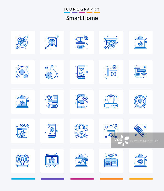 创意智能家居蓝色图标包25个图片素材