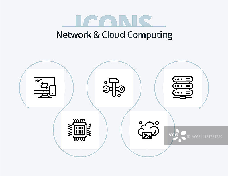网络和云计算线性图标包5个图标图片素材