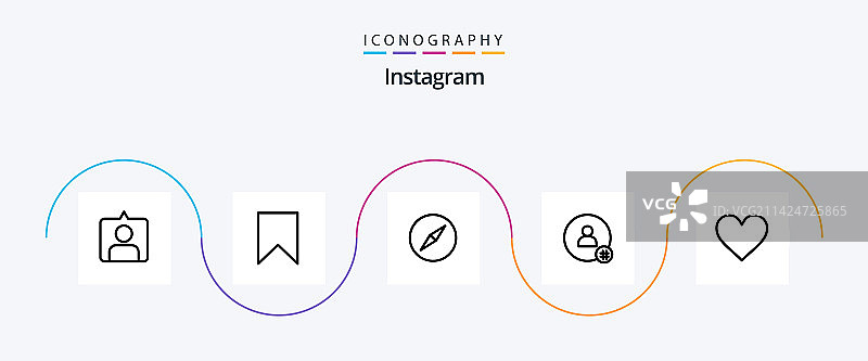 Instagram线性风格图标包，含Instagram图片素材