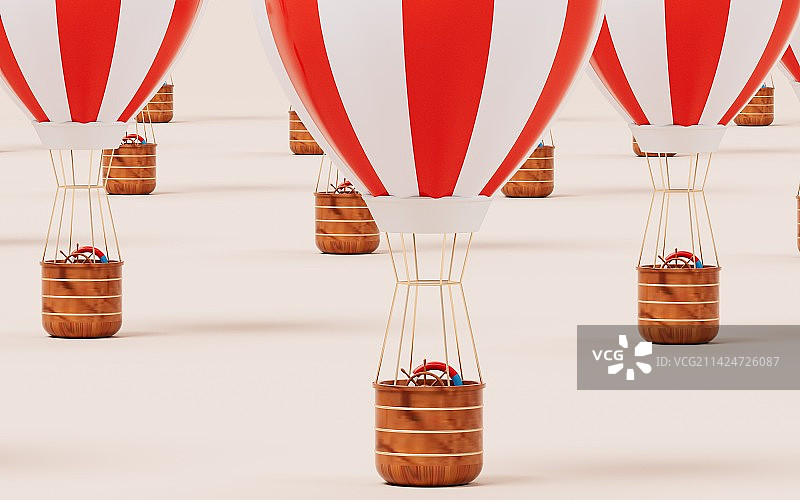 3D渲染飞行的热气球图片素材